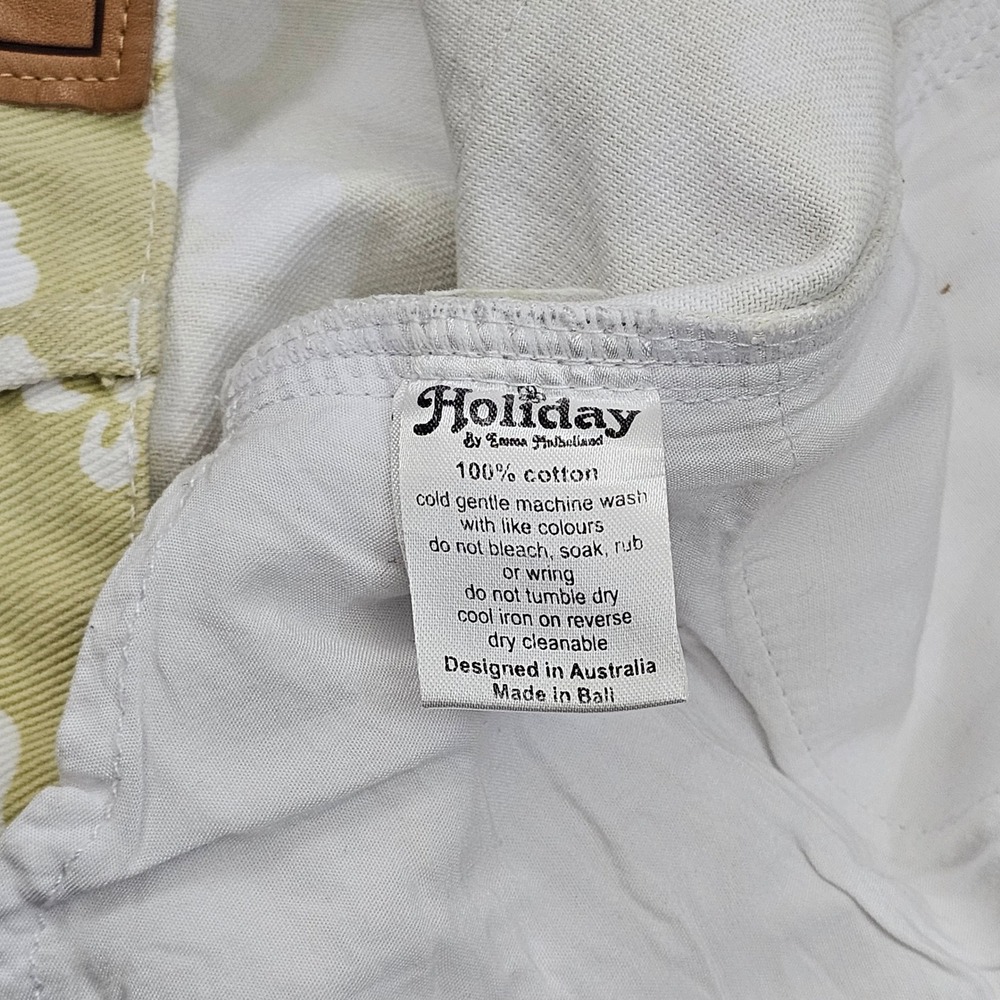 Holiday Happy Hibiscus Kokomo Pants Womens 36 Yellow Floral Smiley Wide Leg - Picture 5 of 10